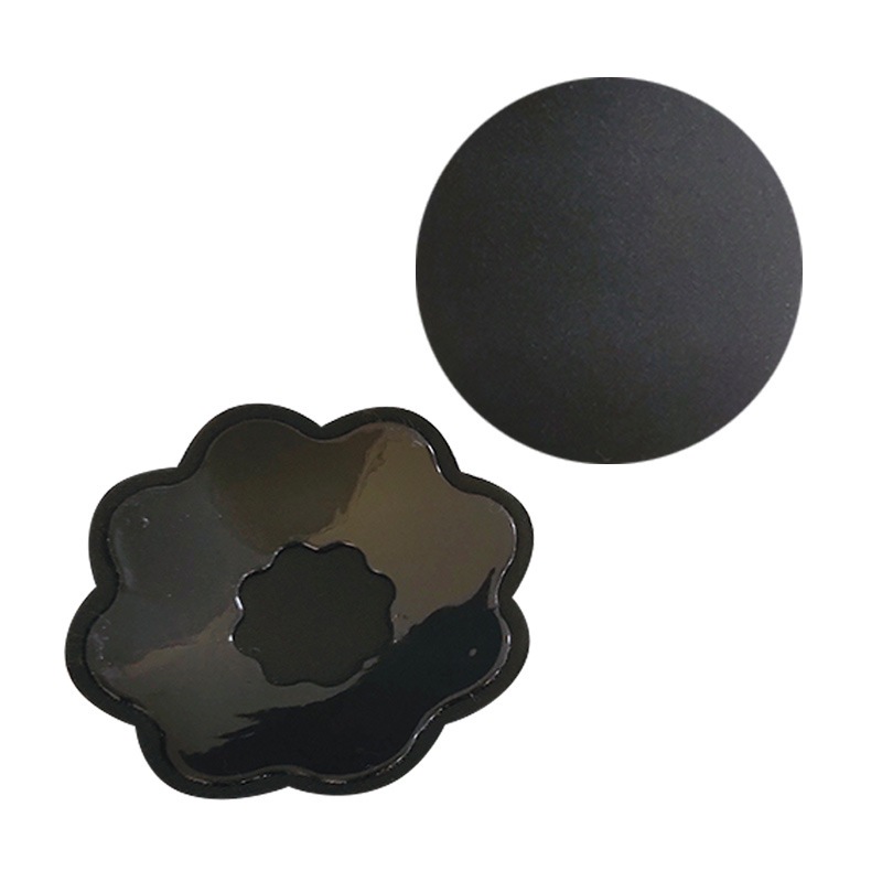 ปิดจุกผ้า สีดำ/ครีม กลม/ดอกไม้ กล่องหัวใจ