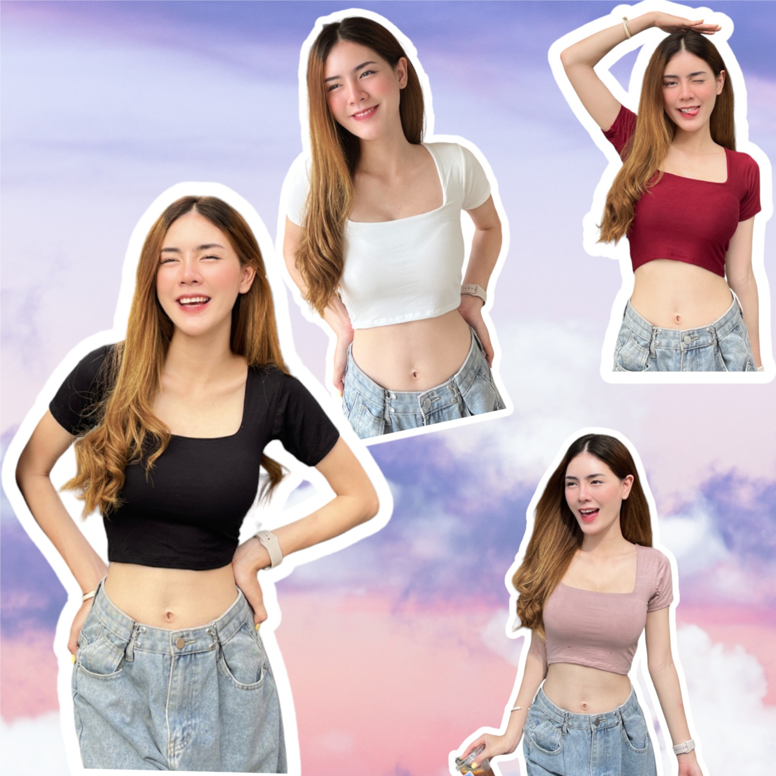 เสื้อสายเดี่ยว เสื้อครอปแฟชั่น สินค้าพร้อมส่ง