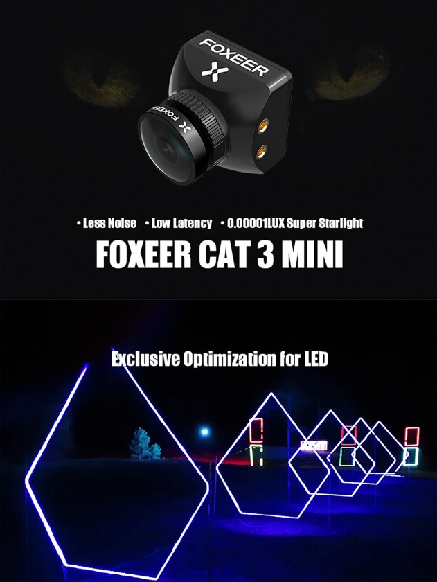 Foxeer Cat 3 Camera Mini Micro 1200TVL 0.00001lux FPV กล้อง รองรับ OSD บินกลางคืนชัดๆ กล้องโดรน