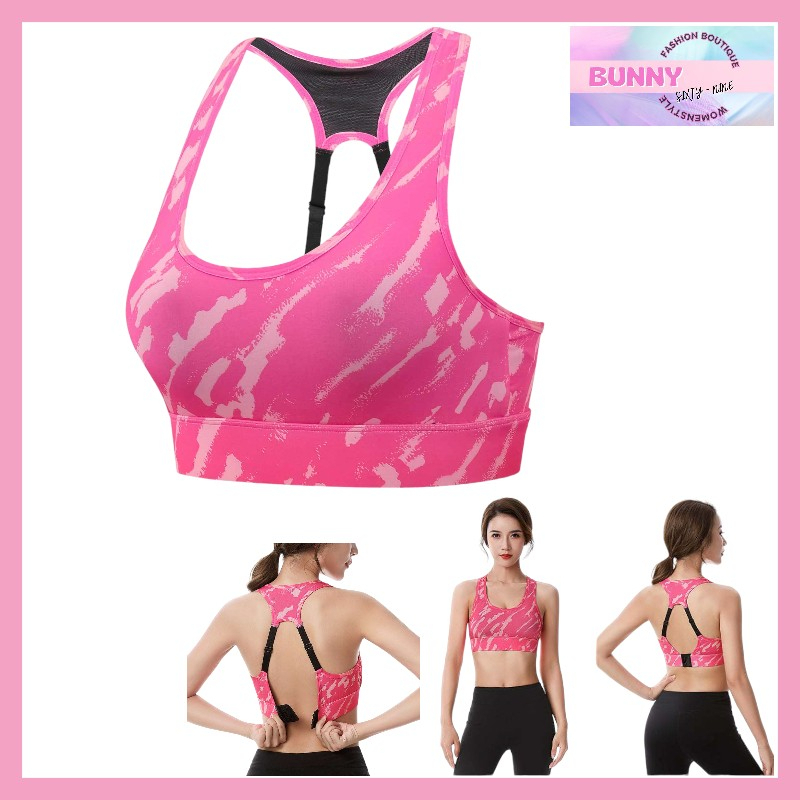 เสื้อสปอร์ตบรา ลายพราง สีชมพู Sport Bra SP054