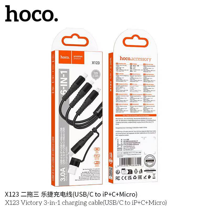 HOCO X123 6in1 (USB/C to iP+C+Micro) 3.0A