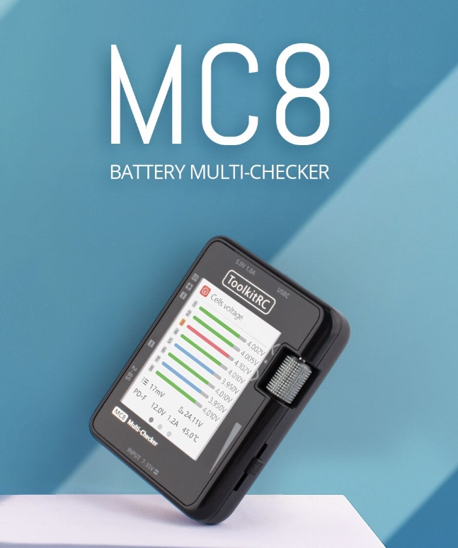 ToolkitRC MC8 Mini Size 32bit Battery Multi-Checker PPM SBUS Readout เครื่องเช็คแบตเตอรี่และเทสสัญญาณ ฟังชั่นเพียบ จอสี