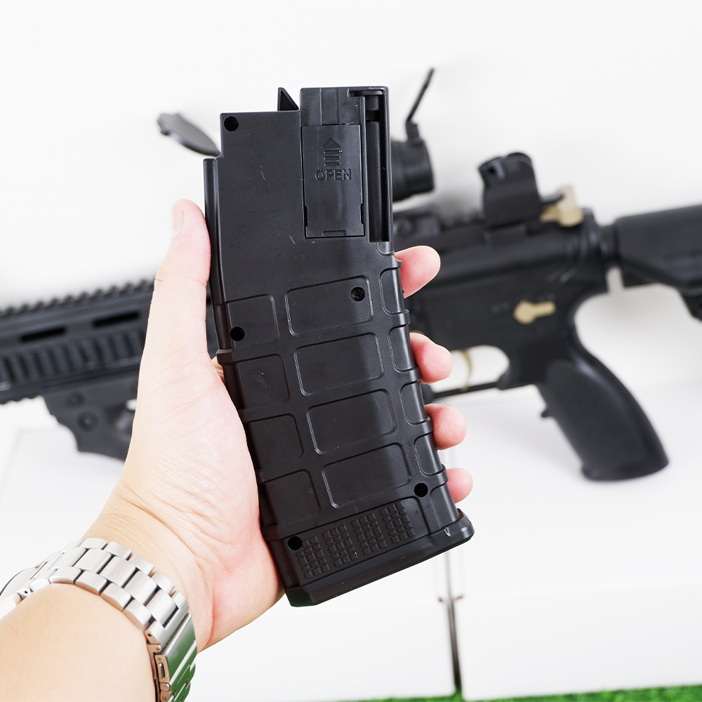 (21)M416 สีดำ ปืนเจลไฟฟ้า ของเล่น ยิงรัวได้ ชักยิงได้