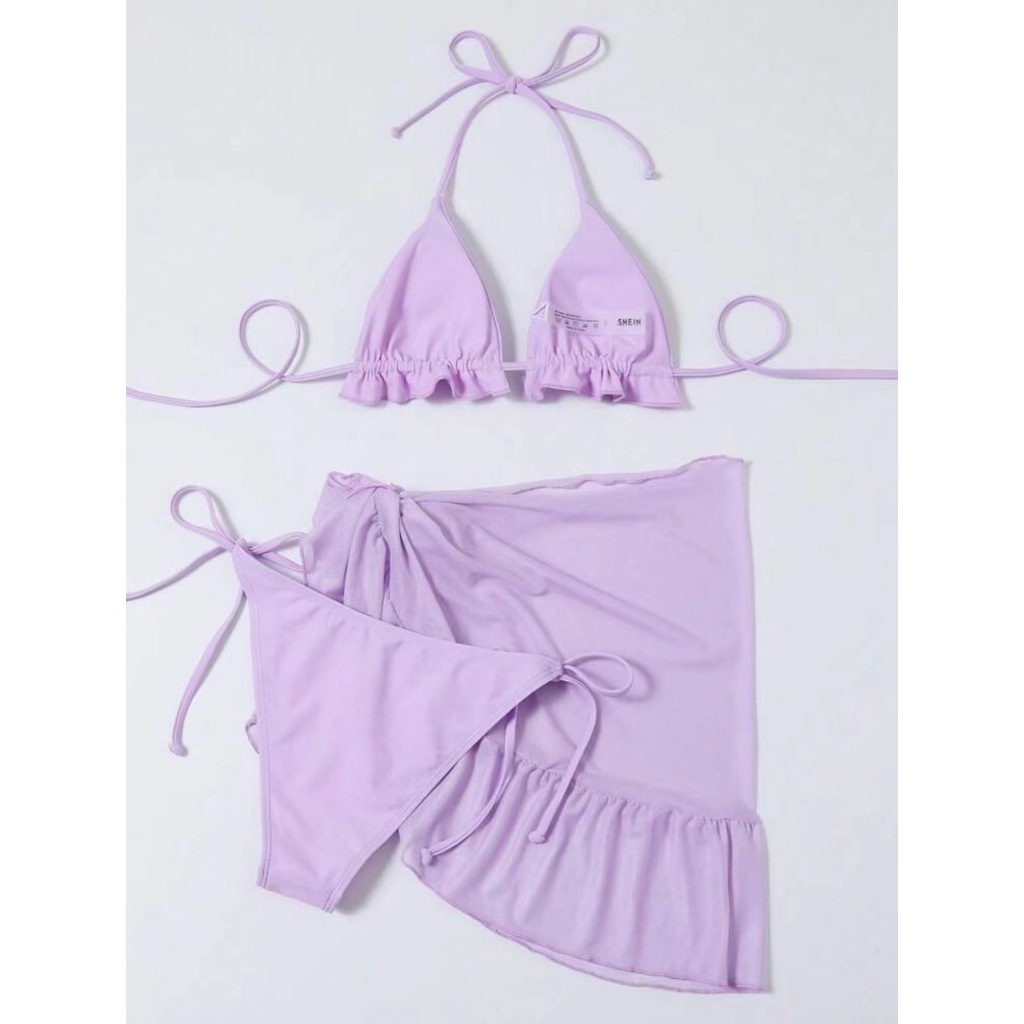 ชุดว่ายน้ำ บิกินี่สีม่วง เซท 3 ชิ้น SW049