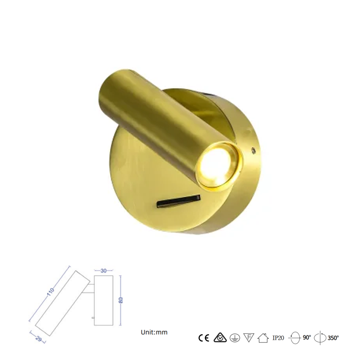 โคมไฟอ่านหนังสือติดผนัง Wall Reading Lamp Metal + Aluminium LED Cree 3W IP20 (KP021)