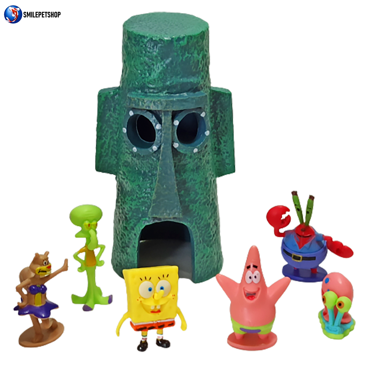 ชุดตกแต่งตู้ปลา SpongeBob SquarePants (สำหรับตกแต่งตู้ปลา อ่างเลี้ยงปลา สวนถาด อ่างน้ำพุ สีสีนสดใส ปลอดภัยต่อปลา)