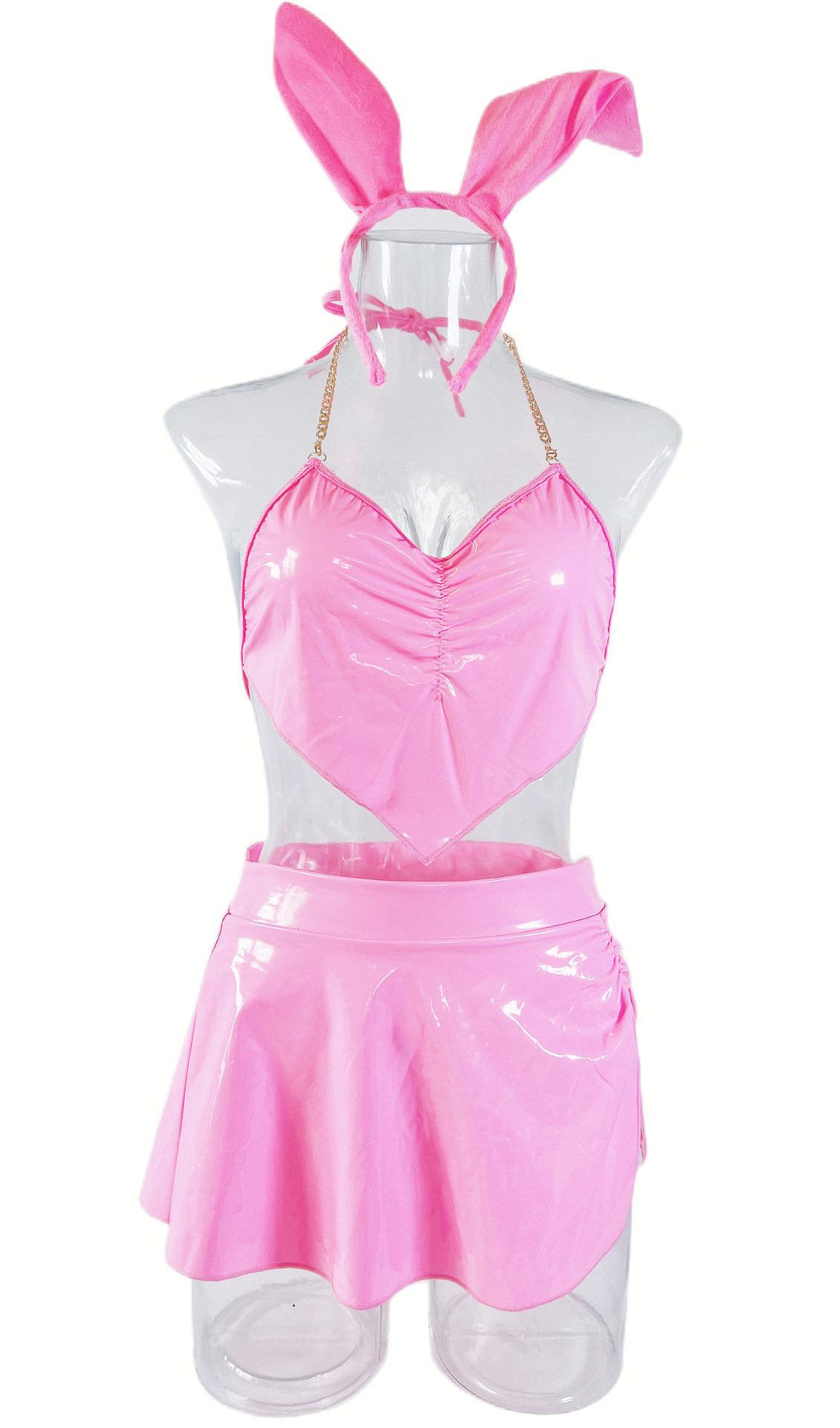 ชุดเซท หนังเงา บาบี้ พร้อมคาดผมหูกระต่าย รหัส EDM0438