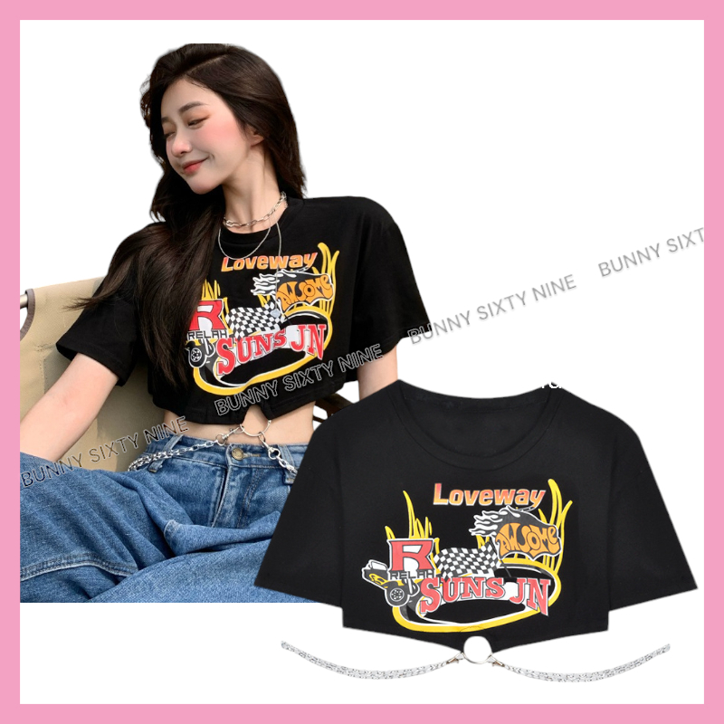 เสื้อครอปโซ่ เสื้อสตรีท สาวเท่ รหัส CN928