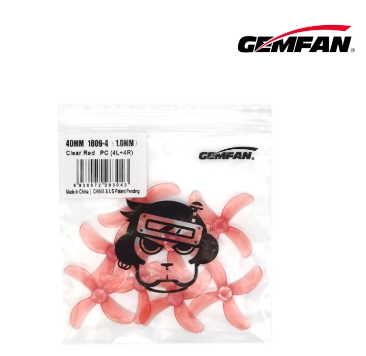 Gemfan 1609-4 40mm 4-Blade PC Propeller 1mm 1.5mm for FPV Freestyle 1S Tinywhoop 1ถุง 8ใบ สุ่มสี