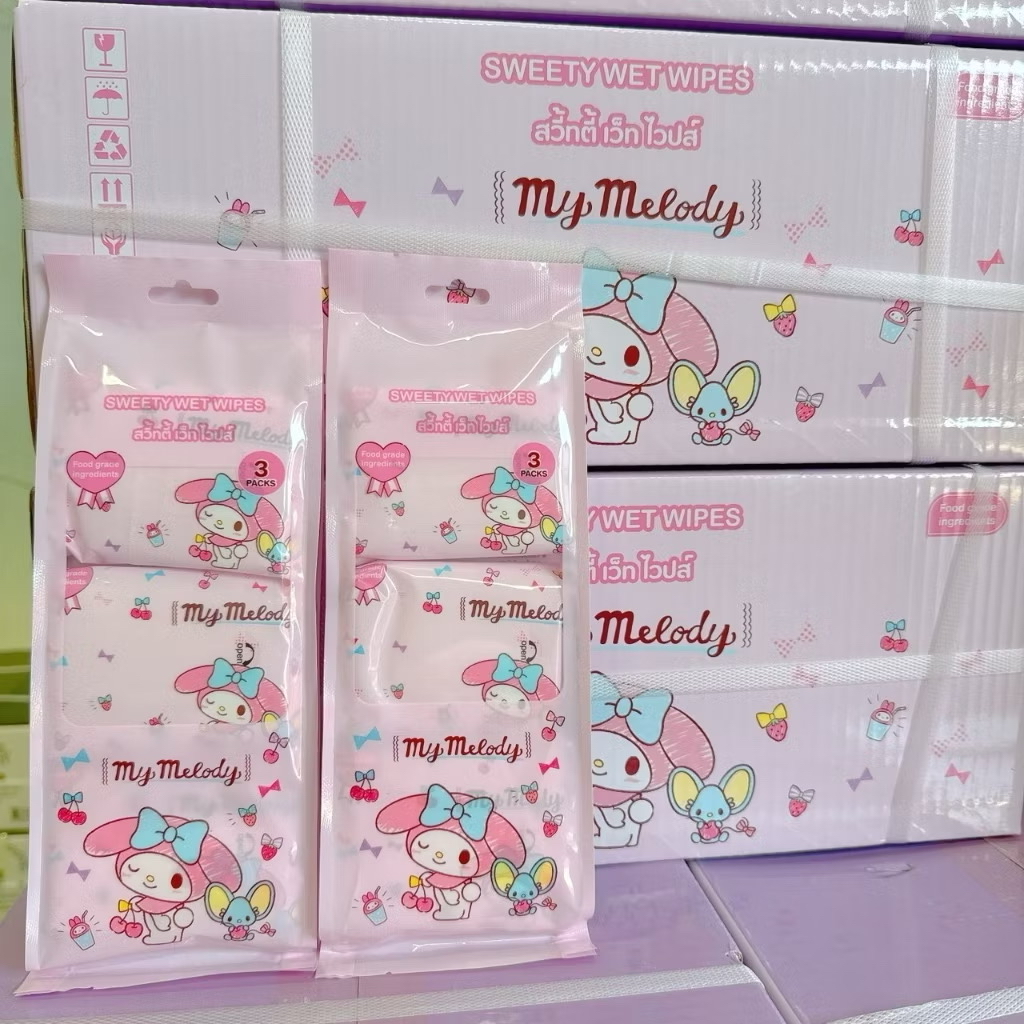 ทิชชู่เปียก แพ็ค 3 ห่อปราศจากน้ำหอมและแอลกอฮอล์