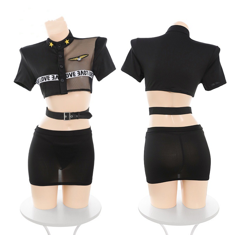 ชุดคอสเพลย์ ชุดเซทตำรวจ สีดำ ครบเซท X2497-P