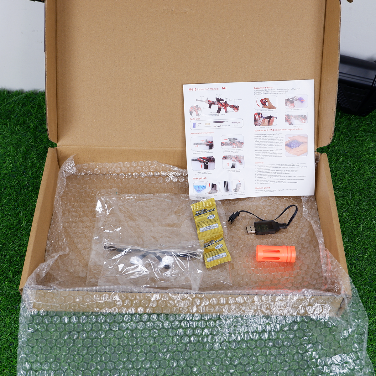 (37)HK416 สีดำ ปืนเจลไฟฟ้า ของเล่น ยิงรัวได้ ชักยิงได้