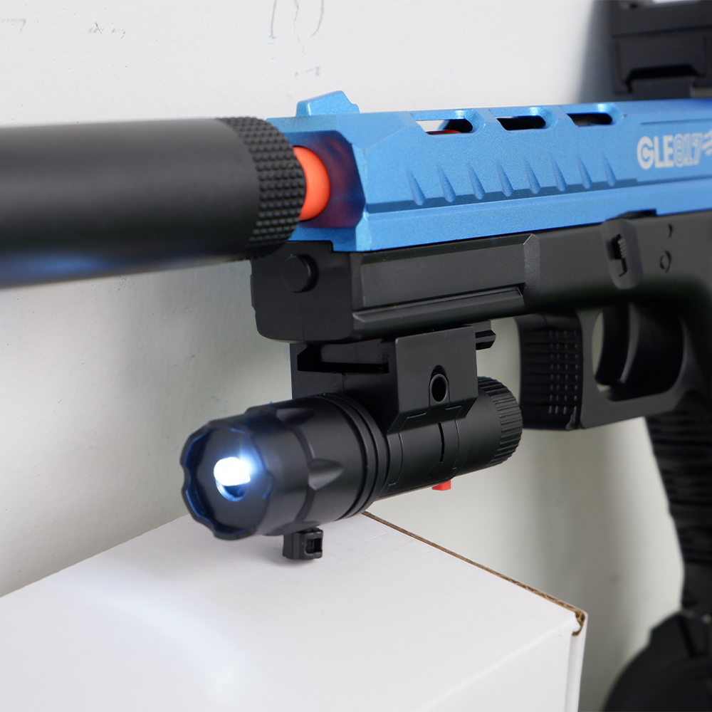 (11)GLOCK สีดำฟ้า ปืนเจลไฟฟ้า ของเล่น ยิงรัวได้ ชักยิงได้