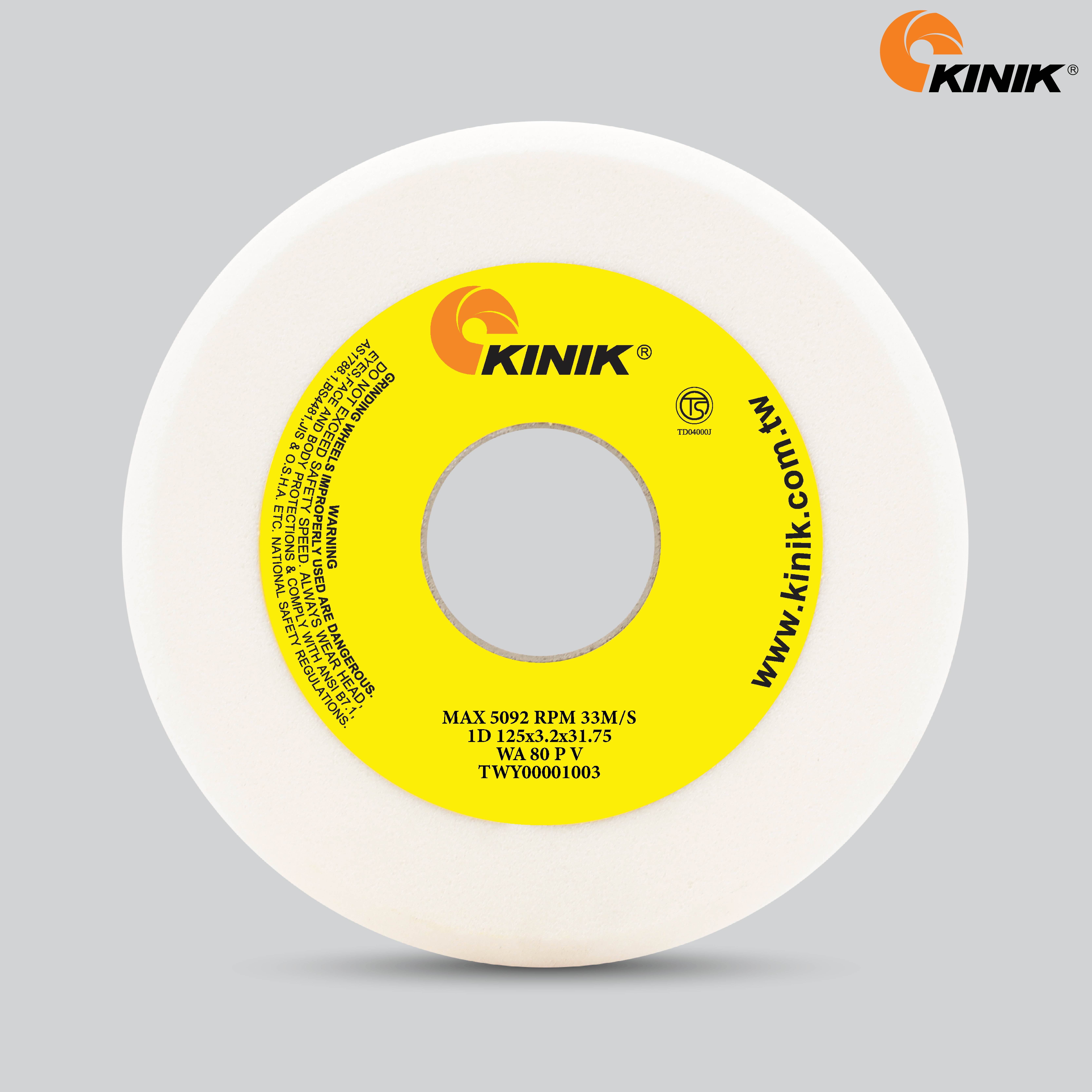 หินเจียรใบเลื่อย KINIK WA80PV1D 125x3.2x31.75 mm.