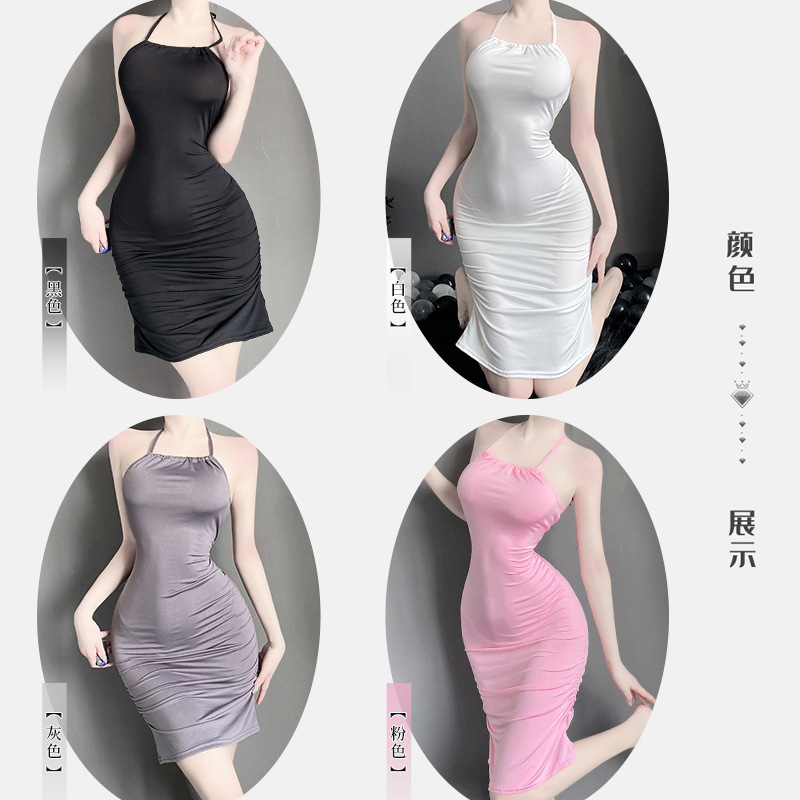 ชุดเดรสสายเดี่ยว ชุดนอน X8607-P