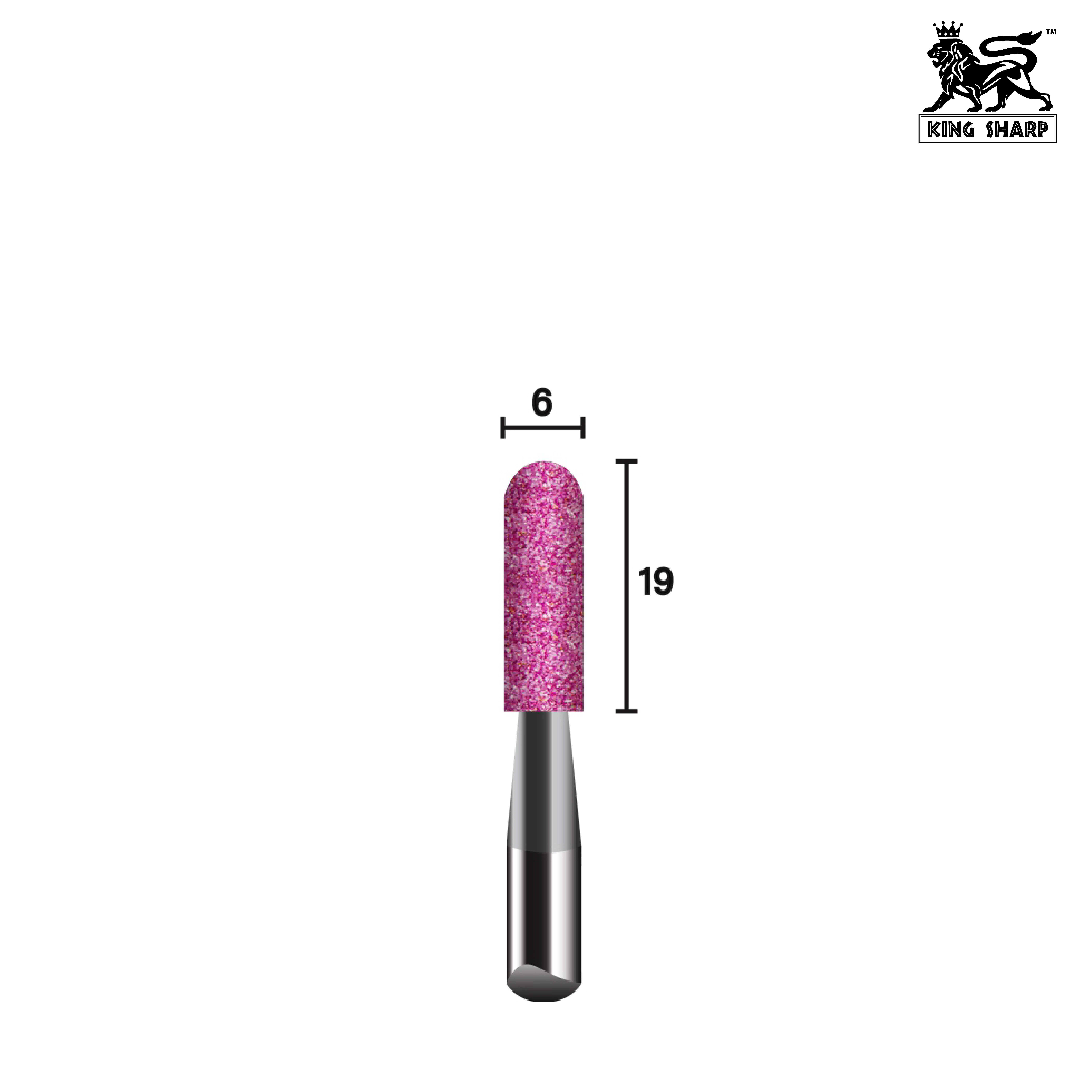 หินเจียรมีแกน KINGSHARP A24 PA80QV40 6x19x6 mm.