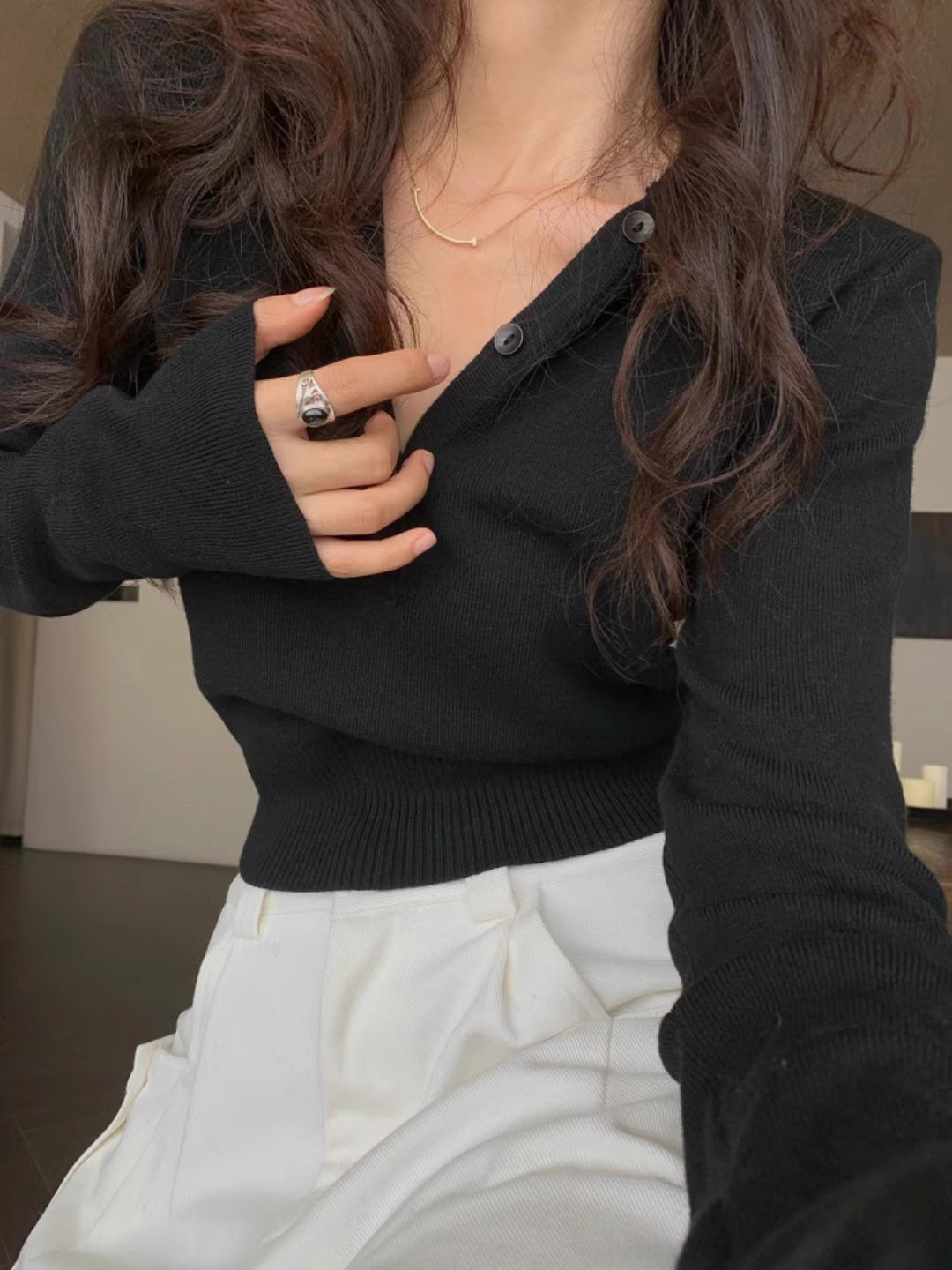 เสื้อแขนยาวฮู้ด เสื้อไหมพรม รหัส CN2379