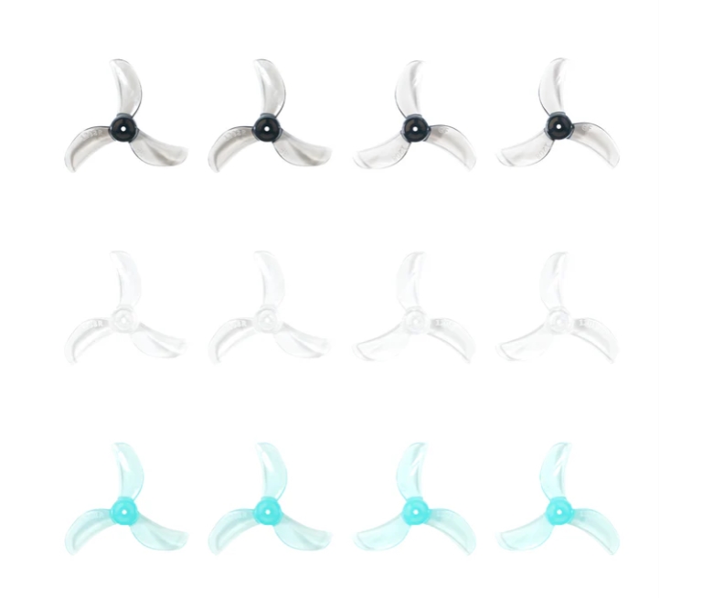 Gemfan 1208 3-blade Propellers(1.0mm Shaft) 1ถุง 12ใบ ใบพัดสำหรับโดรน 65มิล