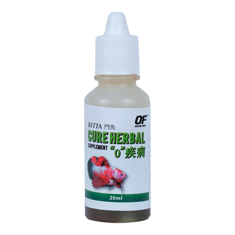 OF BETTA CURE HERBAL SUPPLEMENT 20ml.(สารสกัดสมุนไพรธรรมชาติ รักษา&ป้องกันโรคปลากัด ตัวเปื่อย แผล จุดขาว เชื้อรา ปรสิต)