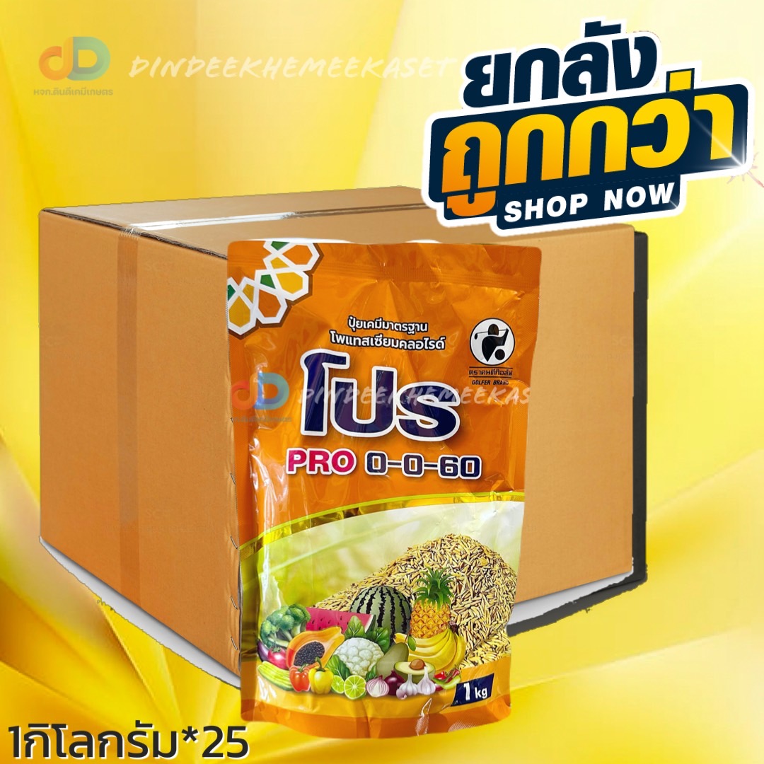 (ยกลังx25กก.) ชาลีโกร โซลูม๊อบ 0-0-60 ปุ๋ยเคมีเกล็ดชนิดผง โพแทสเซียมคลอไรด์ : 1 กิโลกรัม เพิ่มปริมาณแป้ง เพิ่มความหวาน