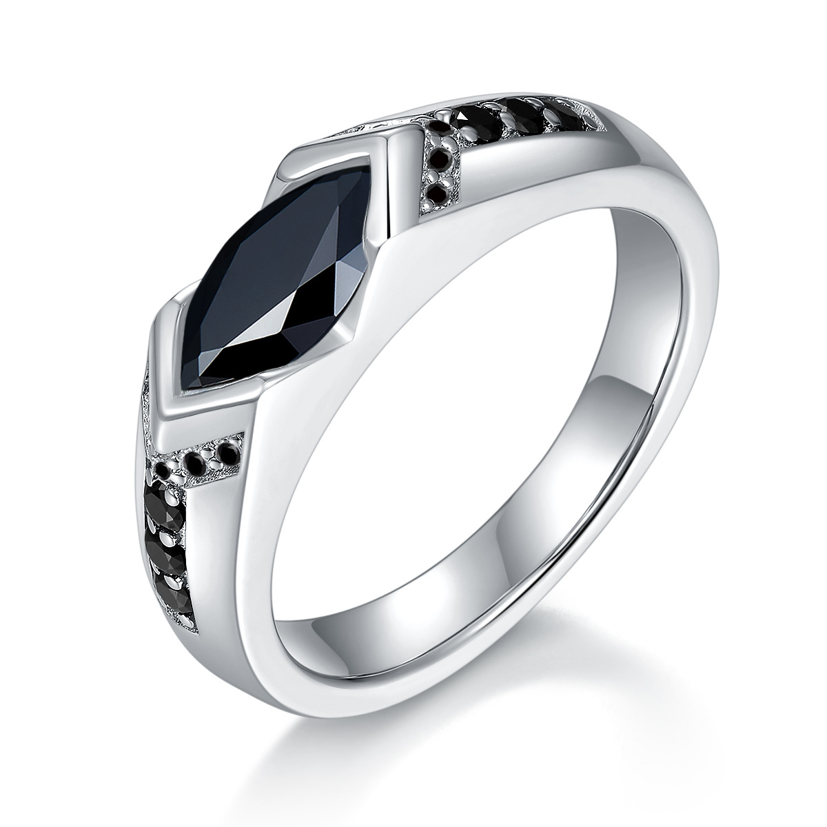 [สั่งผลิต] R3-0153-Black แหวนเพชรโมซาไนท์ 1 กะรัต