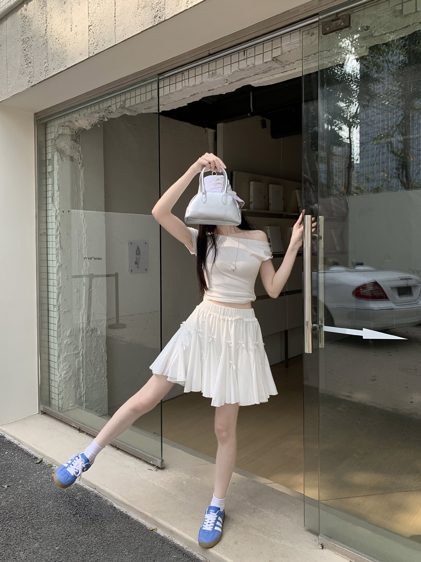 ส่งด่วนในไทย กระโปรง ซับในกางเกง แต่งระบายมินิโบว์ พร้อมส่ง JB2003