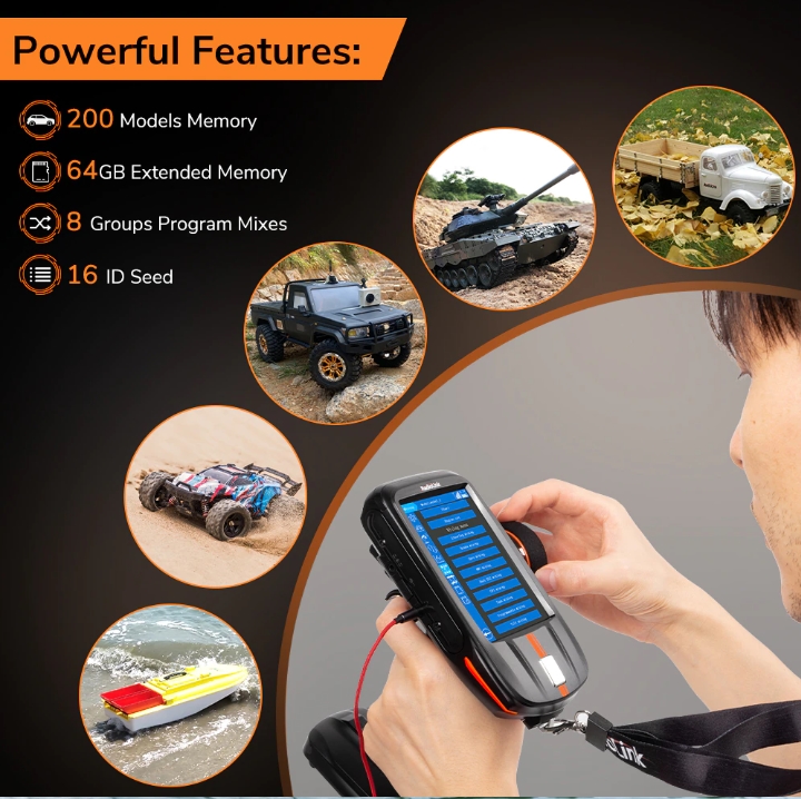 Radiolink RC8X 2.4GHz 8CH 4.3-Inch Full Colour Touch Screen LCD Radio Transmitter International Version With R8GF/R4FGM Receiver รีโมทตัวท๊อป หน้าจอสี ทัชสกรีน รองรับฟังชั่นมากมาย