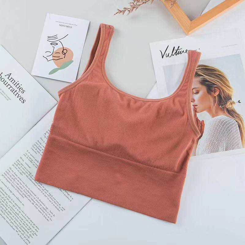 เสื้อกล้ามครอป สีพื้น มีฟองน้ำในตัว สำหรับผู้หญิง (SP025)