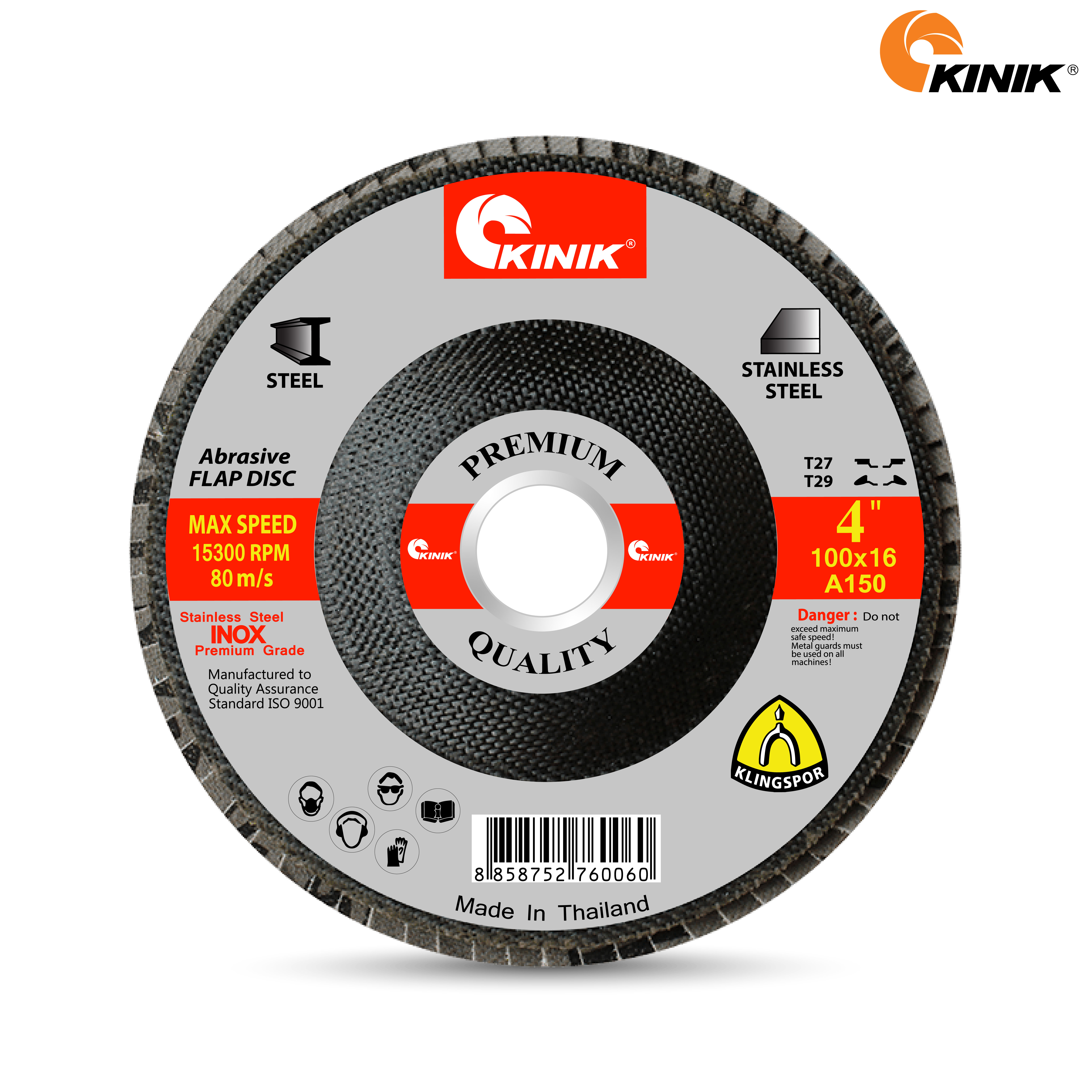 จานทรายหลังแข็ง(310) KINIK A150 100x16 mm.