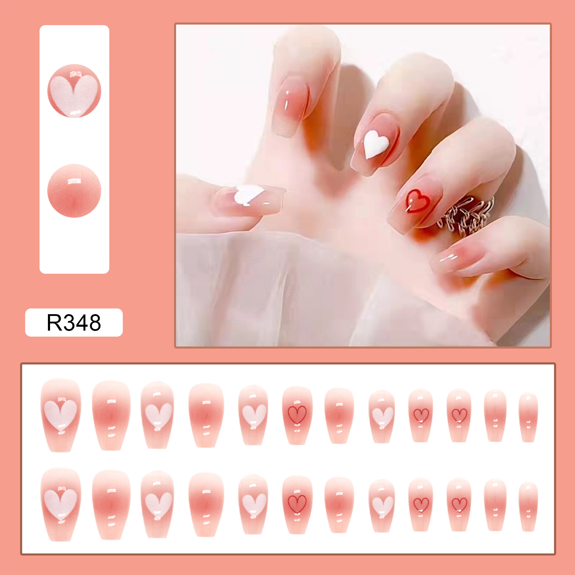 PPHOO✨# สีน้ำตาล ยาวกลาง เล็บสวย เล็บปลอม กล่อง 24 ชิ้น