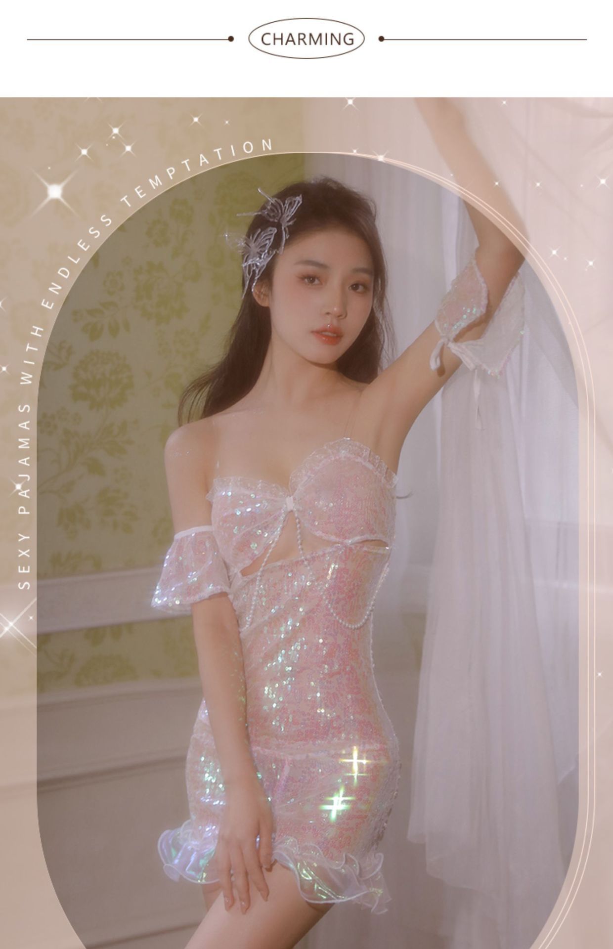 ชุดเดรส คอสเพลย์ เลื่อม นางเงือก ถ่ายแบบ พร้อมส่ง X8410-P