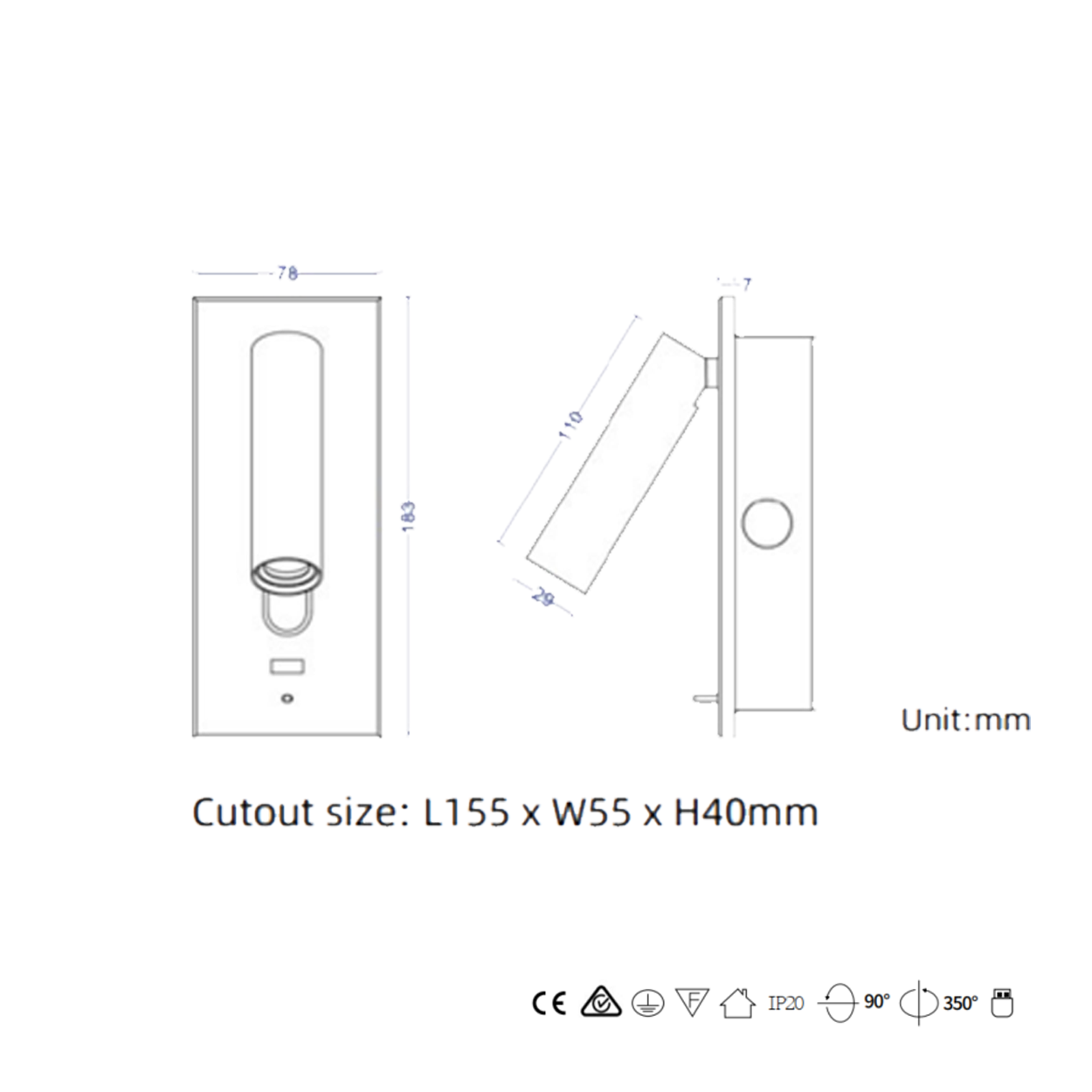 โคมไฟอ่านหนังสือติดผนัง Wall Reading Lamp Metal + Aluminium LED Cree 3W IP20 (KP035)