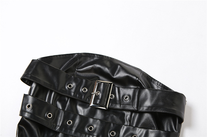 เสื้อครอป ชุดหนัง เสื้อเกาะอกหนัง CN29945 สินค้าพร้อมส่งในไทย