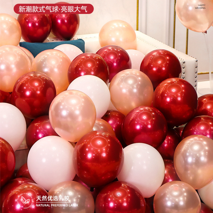 เซท ลูกโป่ง สีผงมาค่า+ทับทิมแดง+แชมเปญโกลด์ 50ชิ้น PT223