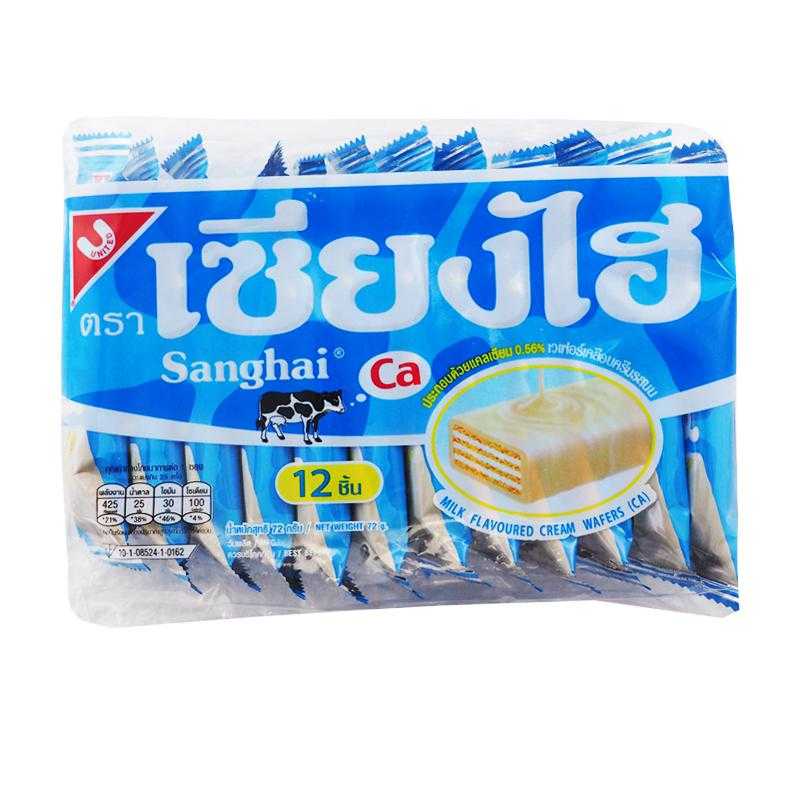 8852047111872 เวเฟอร์เคลือบครีม เซียงไฮ รสนม 72 กรัม