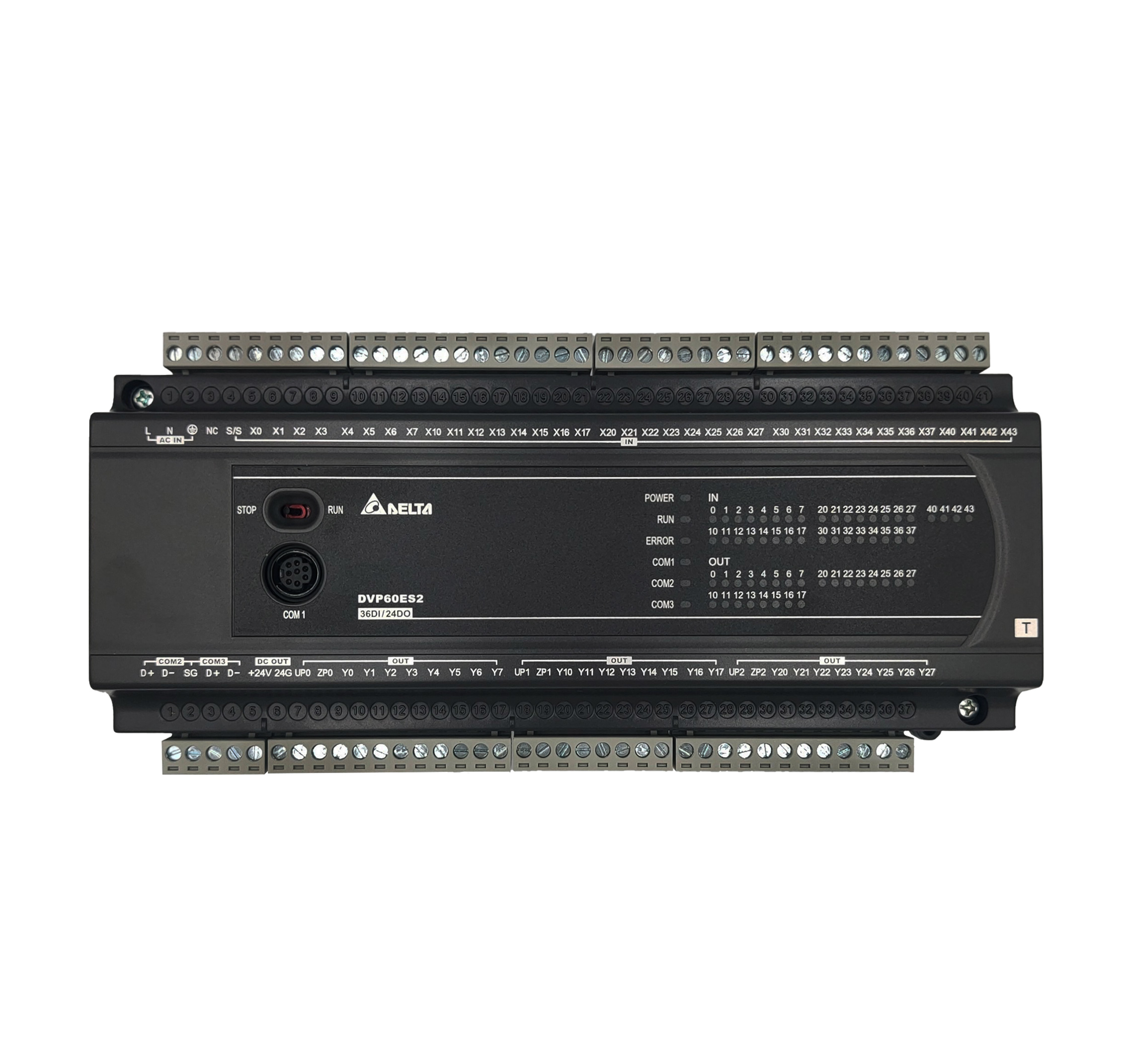 Delta PLC DVP60ES200T 36I/24O, AC Power-In, Transistor Output, 2-Axis 100kHz Pulse Output
