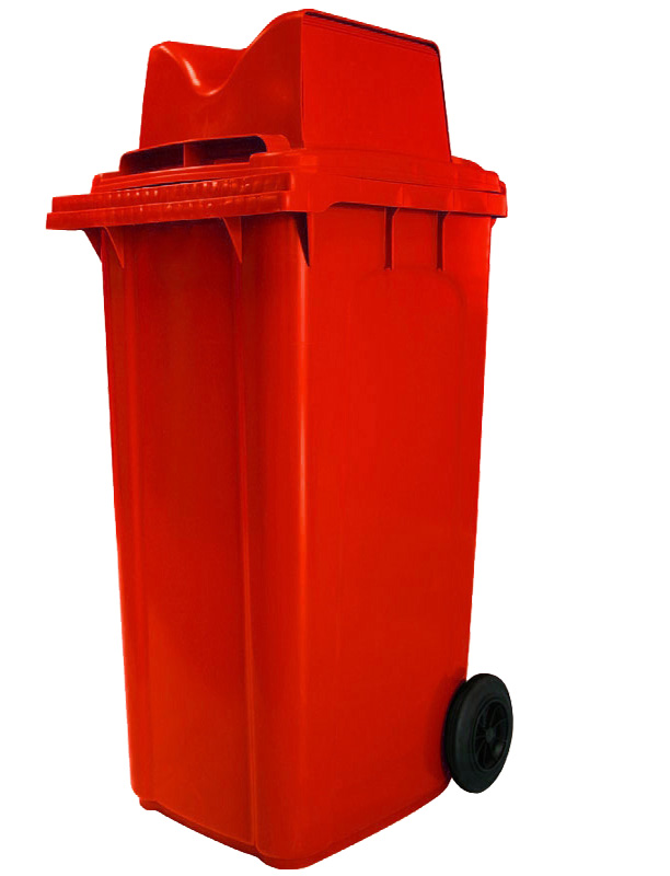 ถังขยะพลาสติก มีล้อเลื่อน ฝา2ช่องทิ้ง ขนาด 120 ลิตร