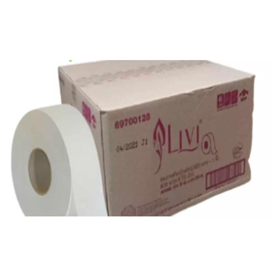 กระดาษชำระม้วนใหญ่ LIVI JRT 1 Ply 600M