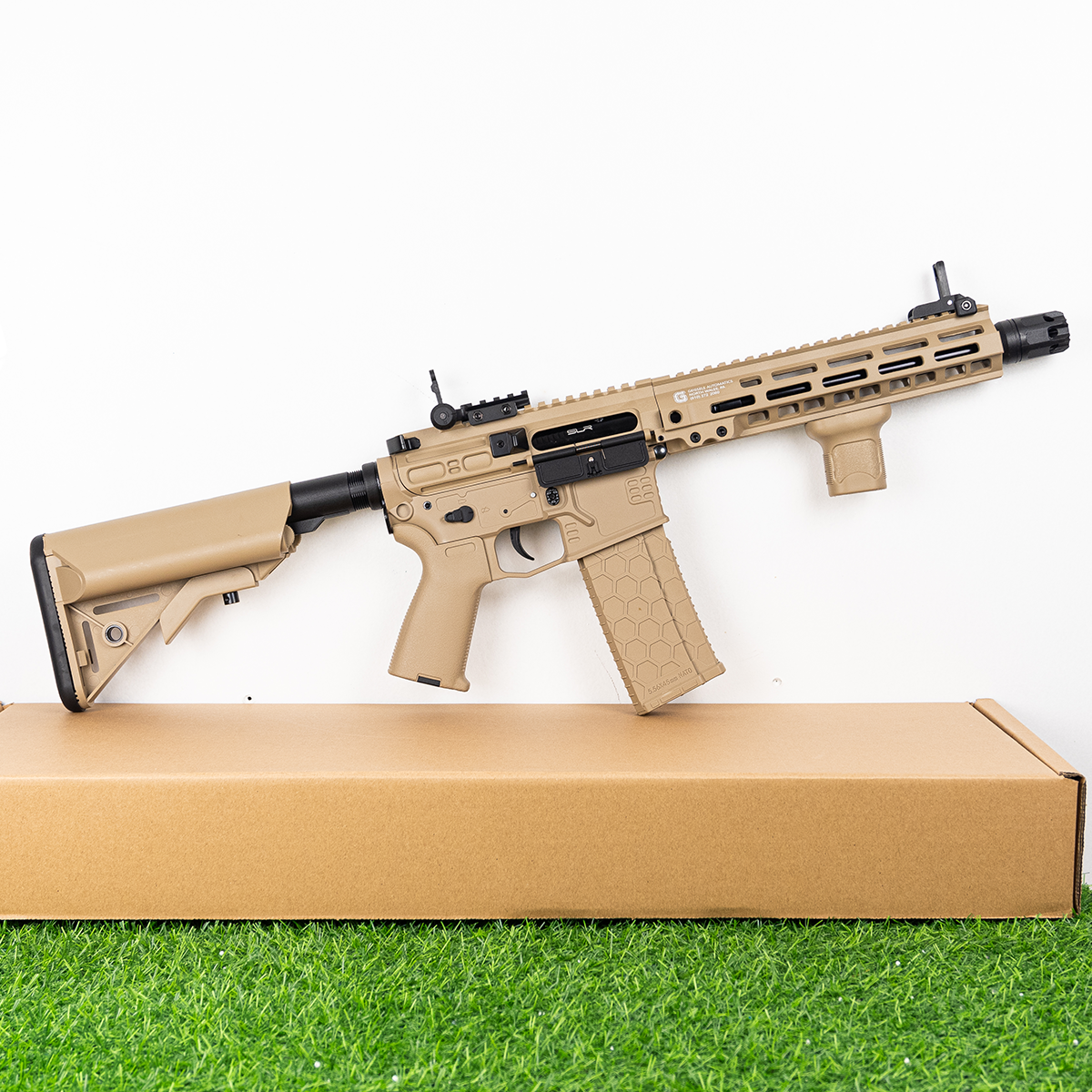 (55)SLR สีทราย เฟืองเหล็ก 270FPS+ ปืนเจลไฟฟ้า ยิงรัวได้ ยิงSEMI(ทีละนัด)ได้