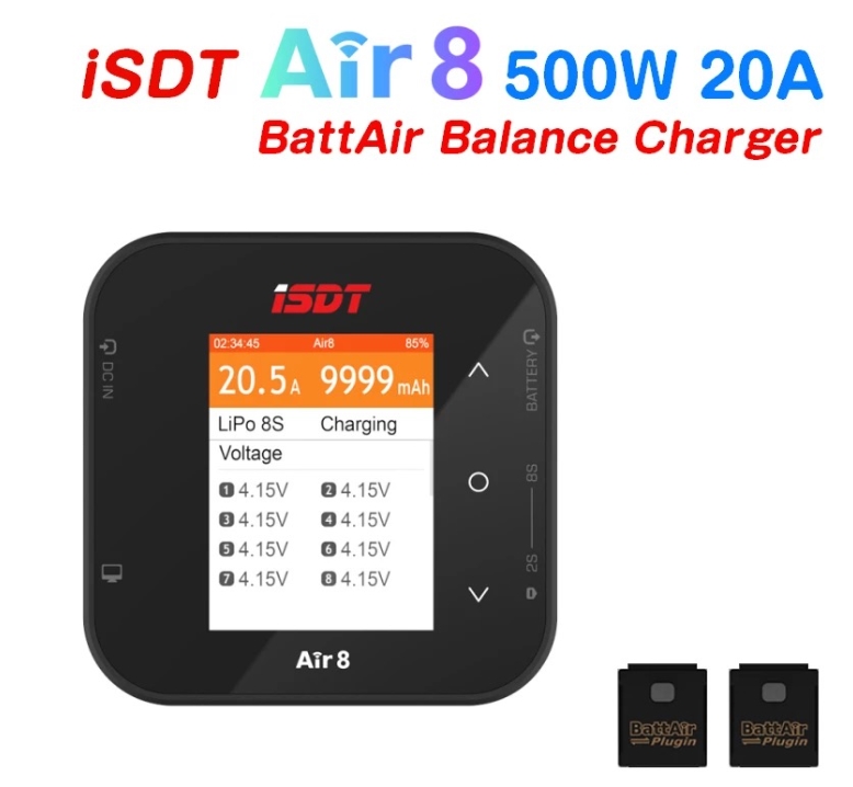 ISDT Air 8 รุ่น 2022 Q8 BattGo 500W 20A BALANCE Charger 1-8S Lipo Batt Air8