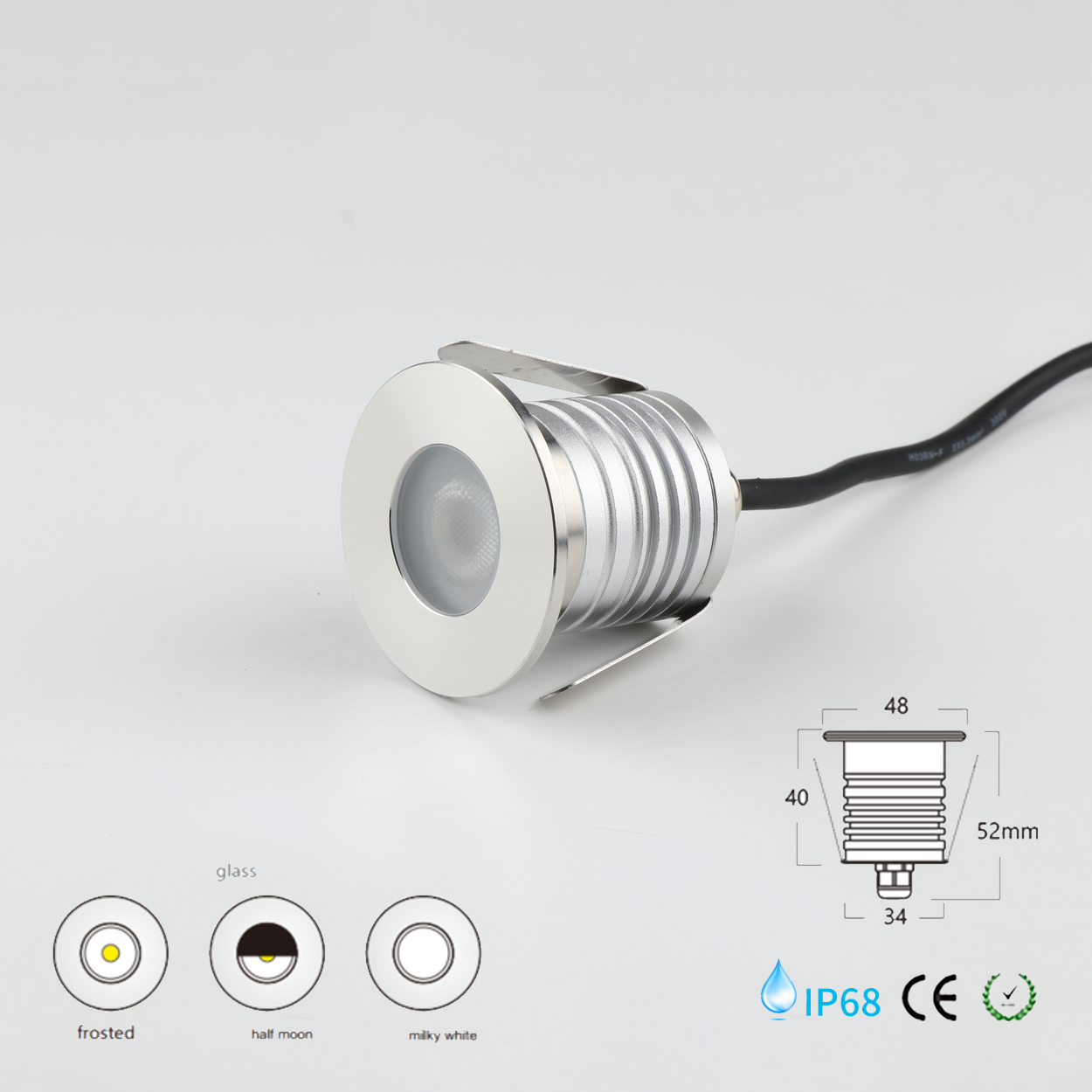 โคมไฟใต้น้ำ Underwater light Round 304 Stainless Steet + Aluminum lamp body LED 1*3W DC12-24V IP68