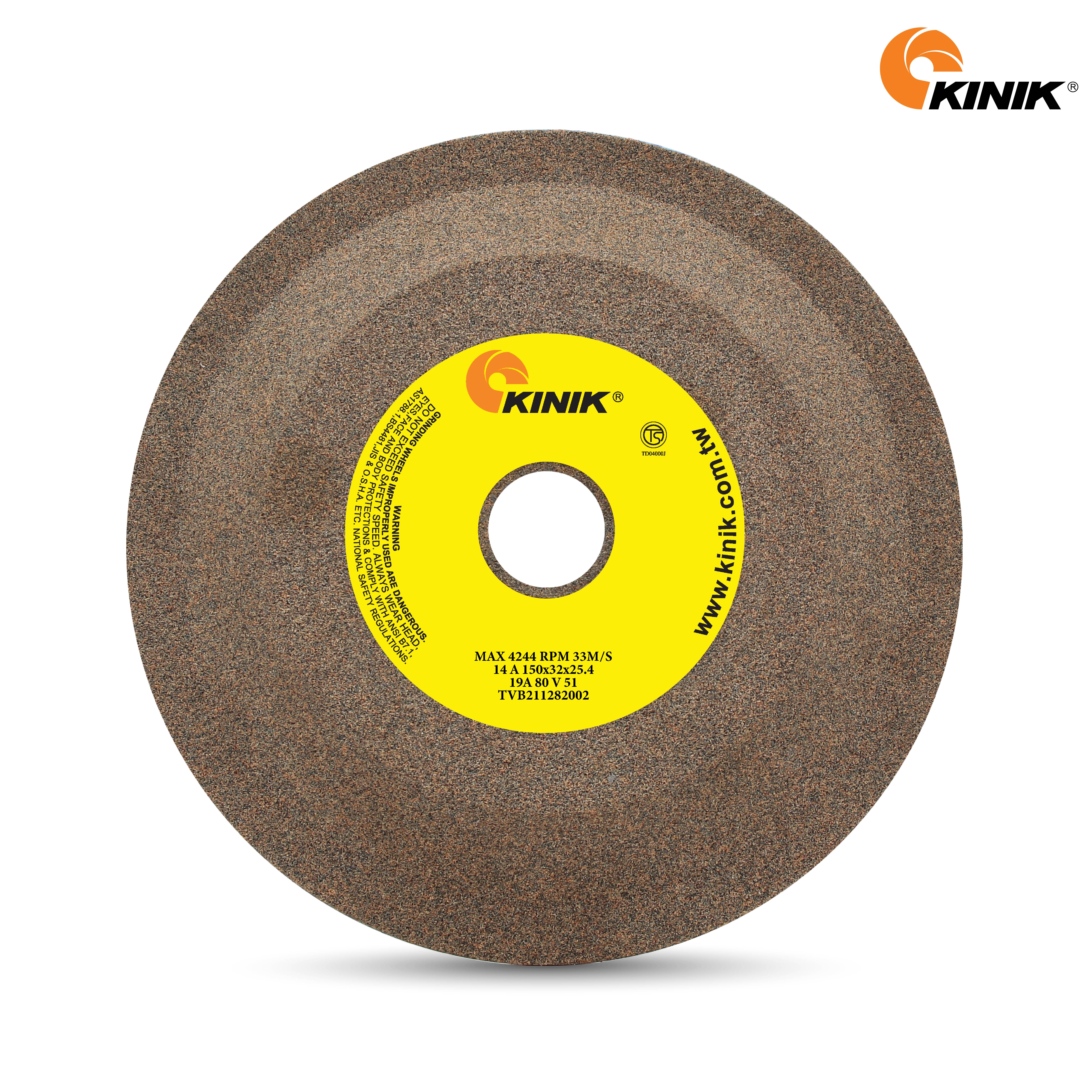 หินจานเจียรวาล์ว KINIK 19A80V51 150x32x25.4 mm.