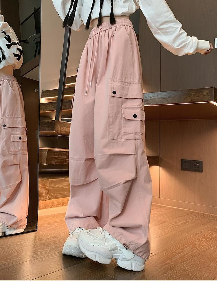 กางเกงวอร์ม สตรีท เอวสูง รุ่นกระเป๋าข้าง รหัส CN3175