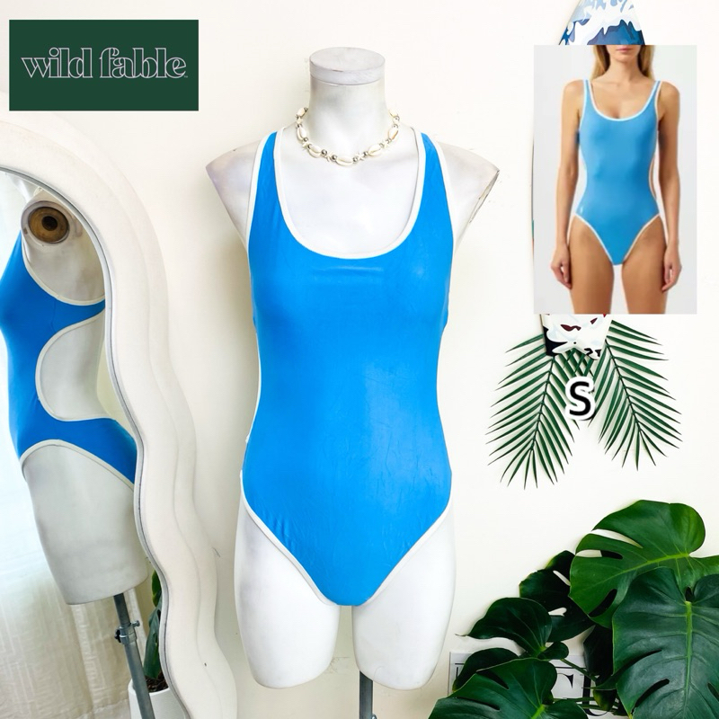 ไซด์ S แบรนด์ wildfable แท้ 100%🌸วันพีช ชุดว่ายน้ำ โชว์หลัง One-piece ทะเล ชายหาด สีฟ้า Beach summer ชุดปาร์ตี้