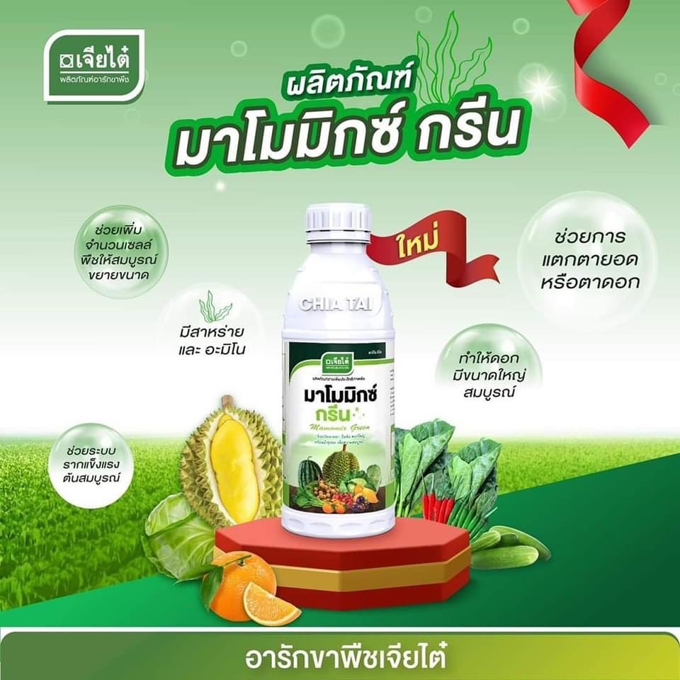 มาโมมิกซ์ กรีน (สาหร่าย + อะมิโน) ขนาด 1 ลิตร #เปิดตาดอก ยืดช่อ ดอกใหญ่ บำรุงผล เพิ่มความสมบูรณ์