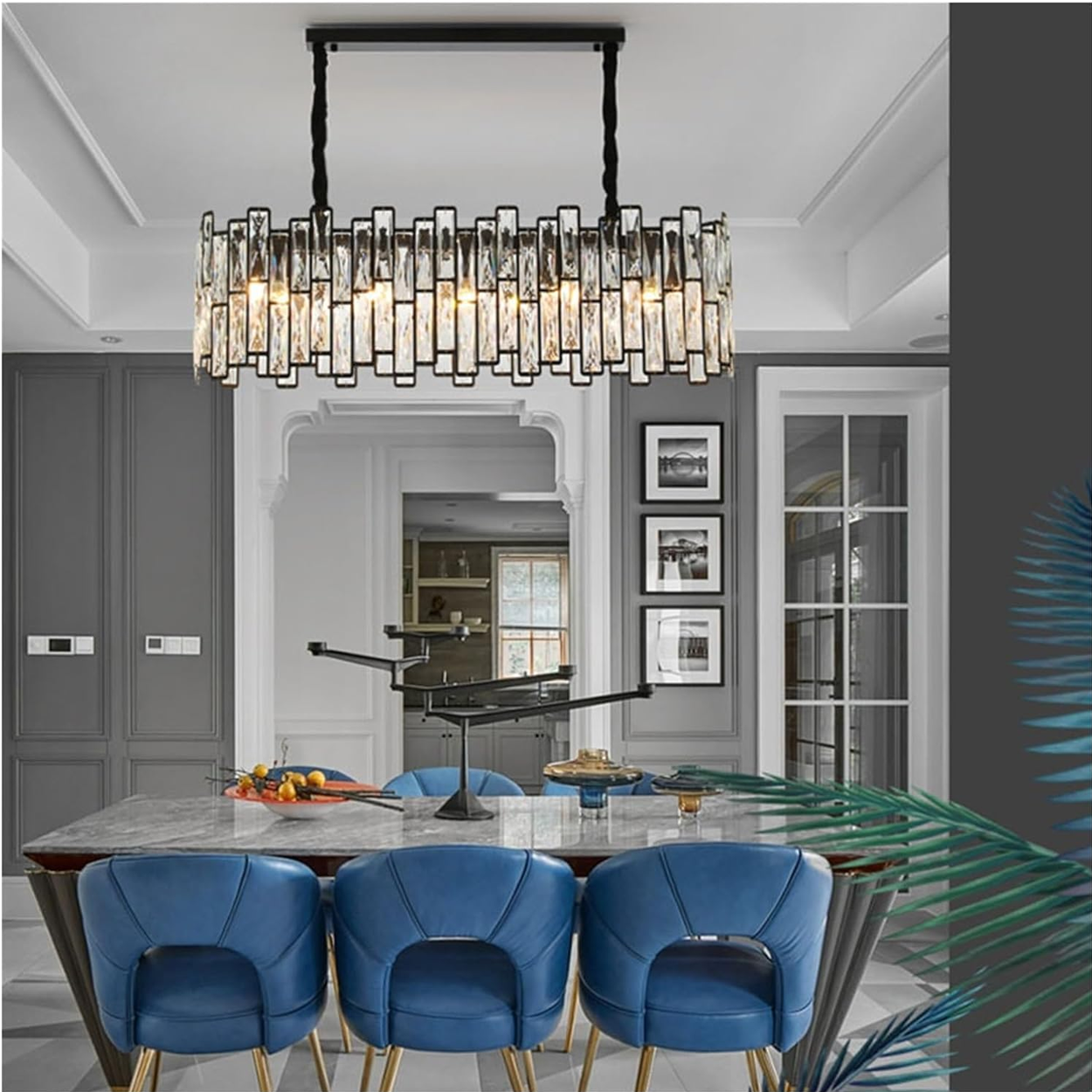โคมไฟระย้า คริสตัล Chandelier crystal Steel + Crystal LED E14
