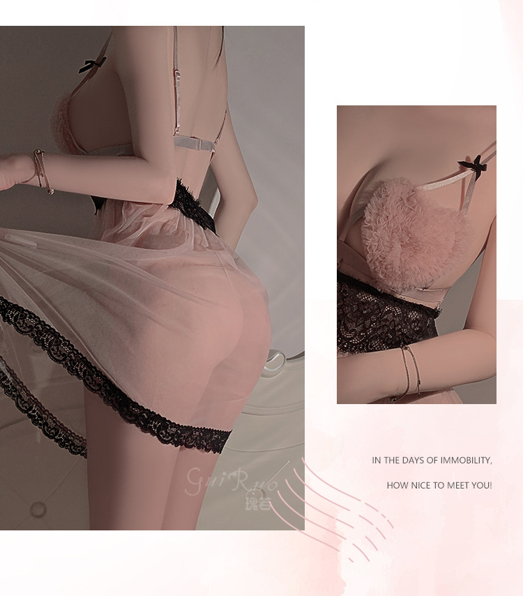 ชุดนอนสายเดี่ยว หัวใจ ซีทรู 💥พร้อมส่งในไทย 💥