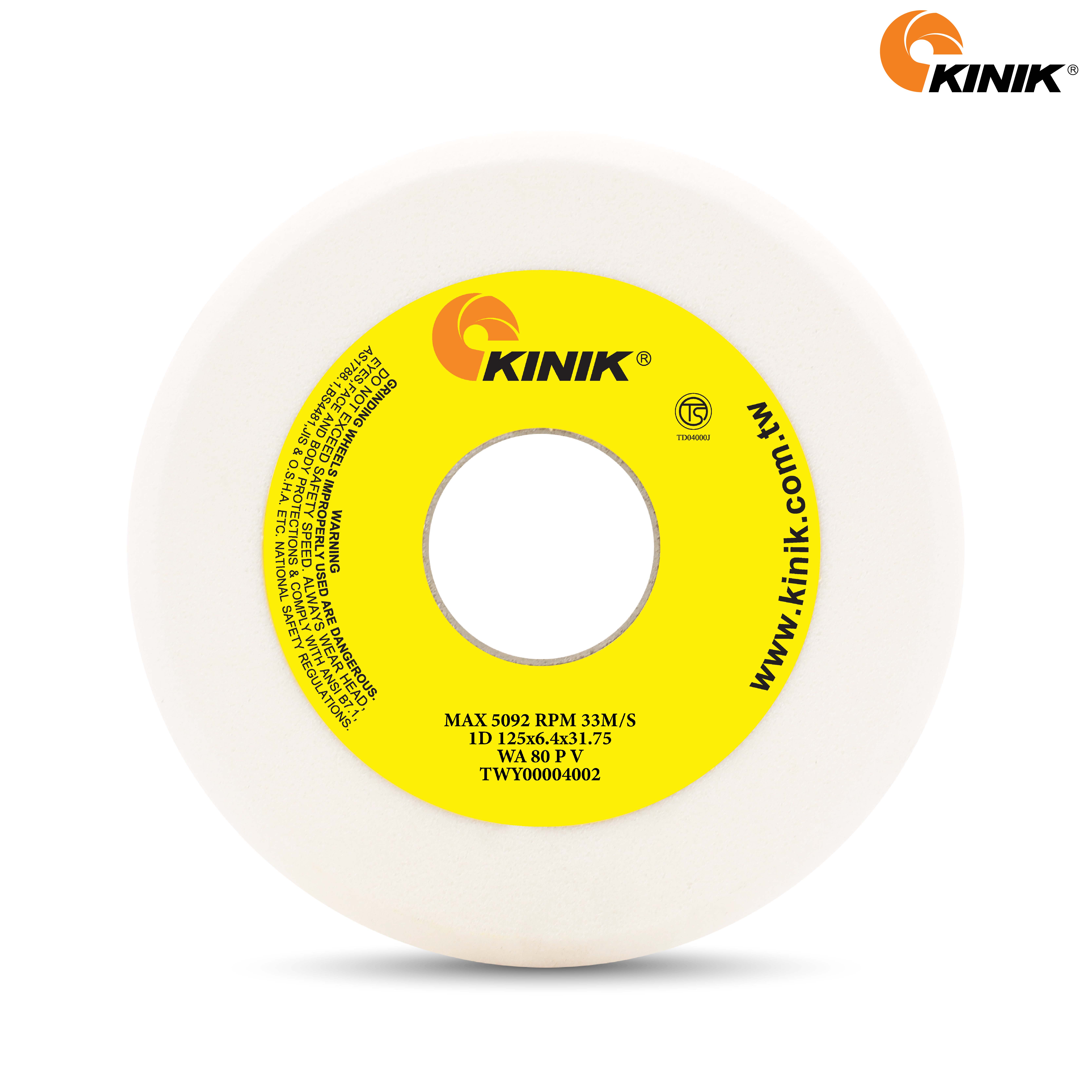 หินเจียรใบเลื่อย KINIK WA80PV1D 125x6.4x31.75 mm.