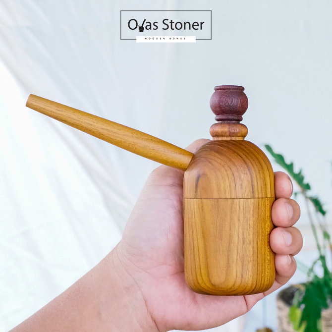 ตุ้งก่า บ้องไม้สัก ทรงกลม ไซส์ เล็ก -Teak wood bubbler - Mini - ไม่มีค่าจัดส่งเพิ่ม