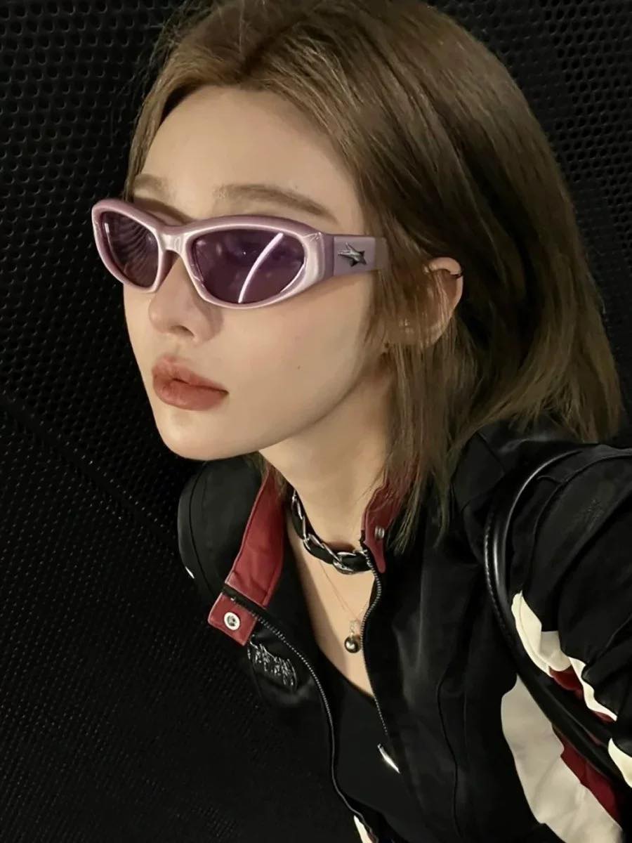 แว่นตา กันแดด ขอบชมพูมุก พร้อมส่งในไทย